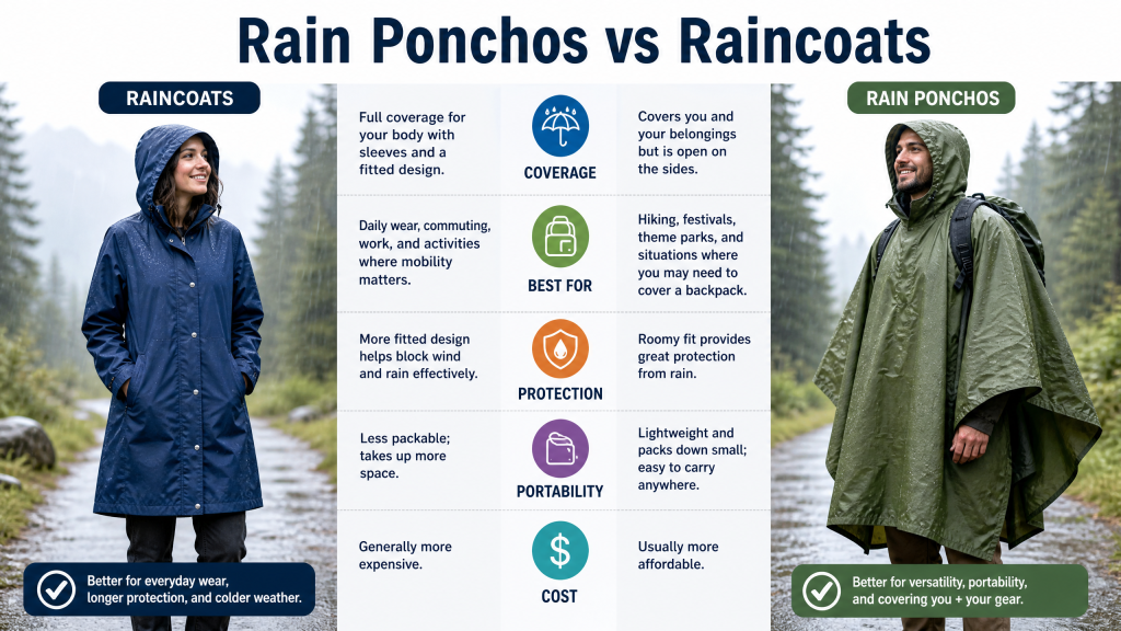 rain poncho vs raincoat